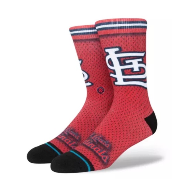 Stance MLB BP Jersey St Louis Cardinals Crew Socks 1 Pair Men 9-13 Red Baseball - Picture 3 of 9